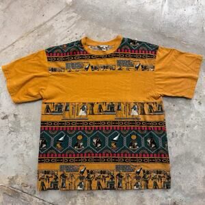 Vintage 90s Egyptian Hieroglyphics AOP Tee Shirt Anderson Medium Short Sleeve